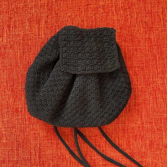 VTG 90s The Sak Black Crochet Backpack Bag Mini Small main image 4